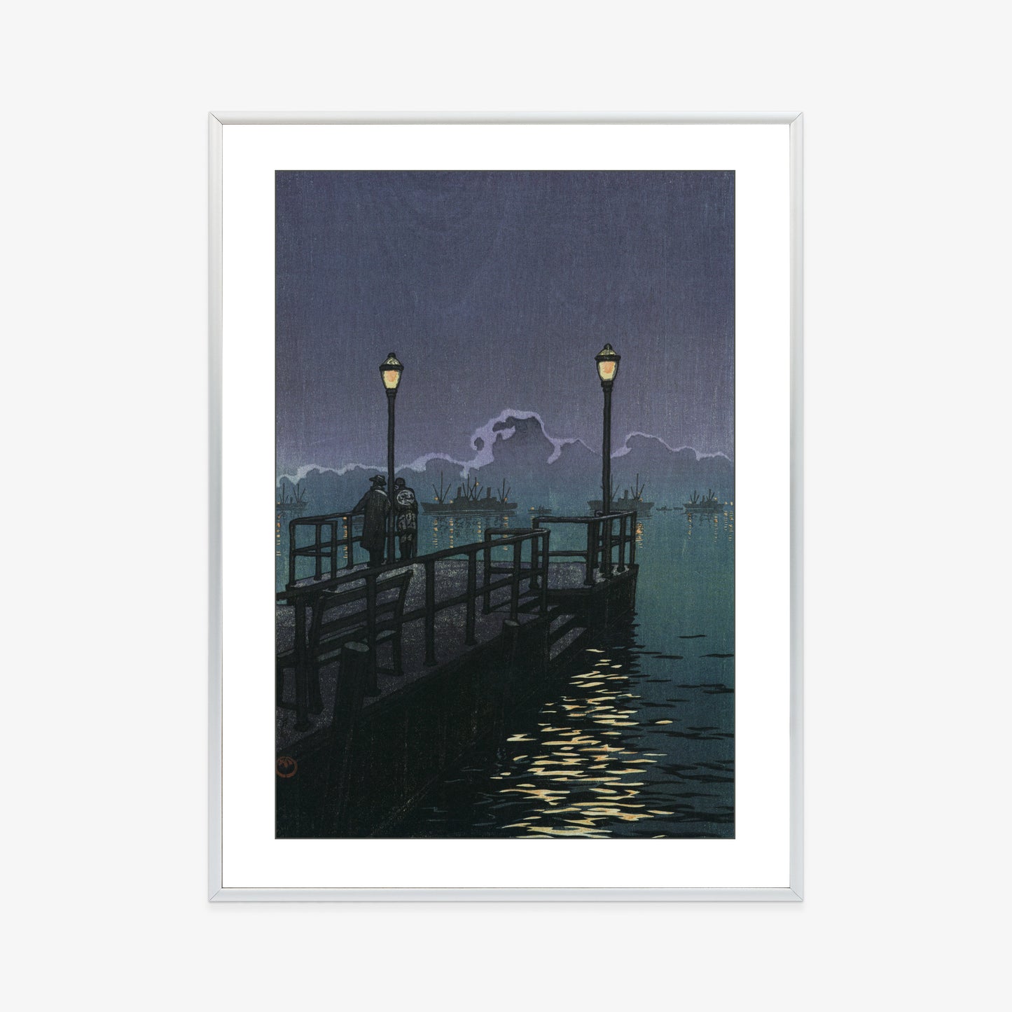 Framed poster of the Otaru Waterfront, from the Series of Collected Views of Japan, East Japanese Version, 1933