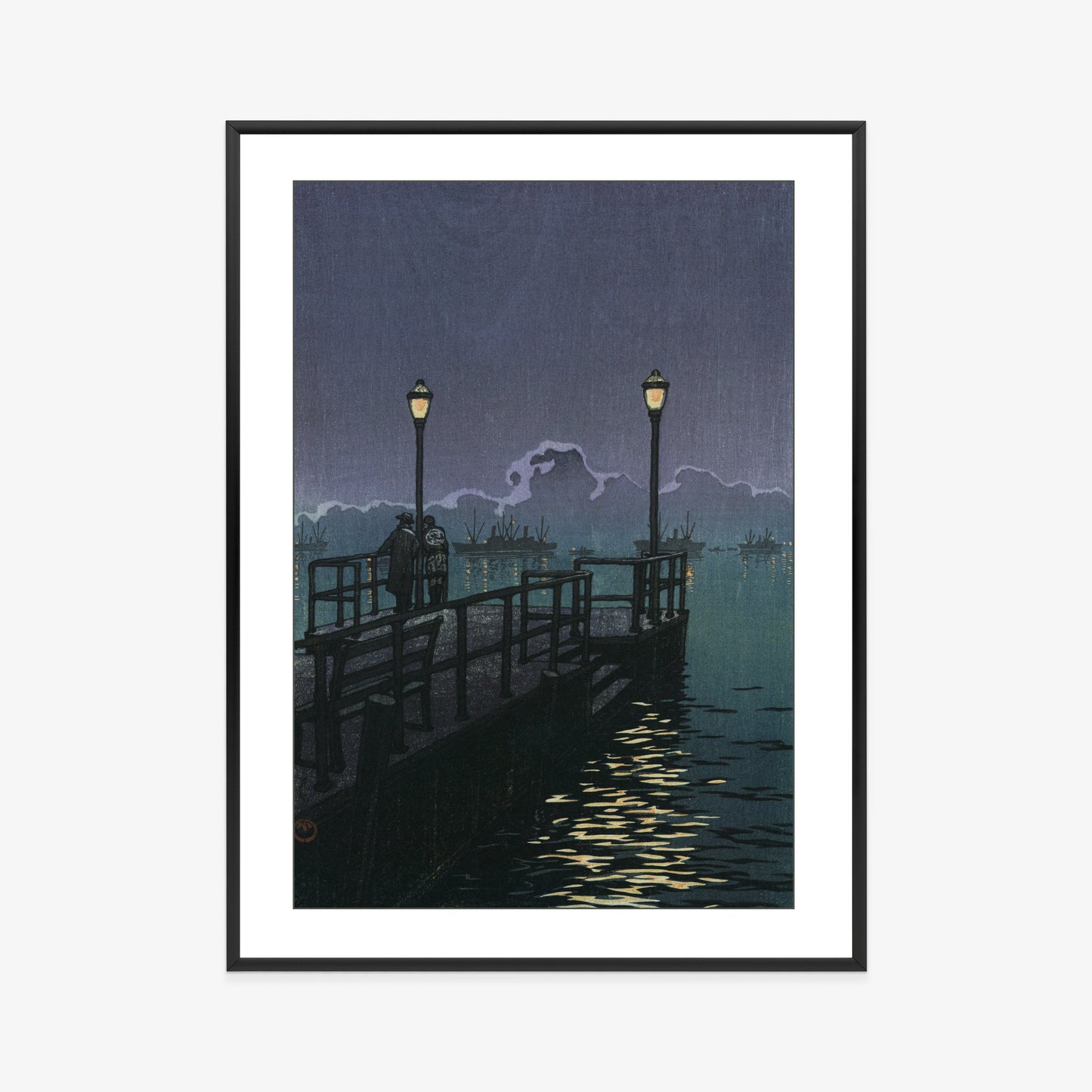 Framed poster of the Otaru Waterfront, from the Series of Collected Views of Japan, East Japanese Version, 1933