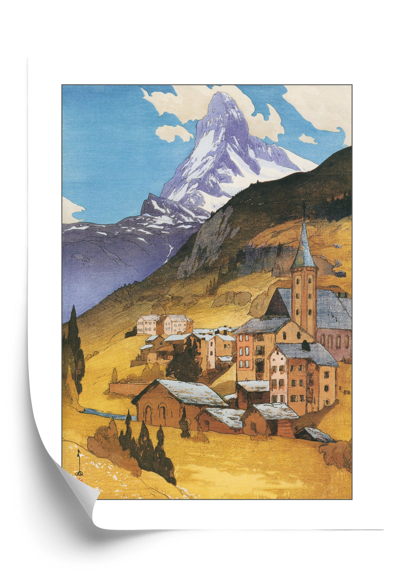 Plakat w ramie Góra Matterhorn, z Serii europejskiej, 1925